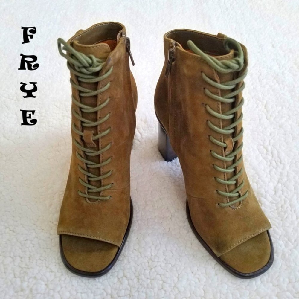 NWT Frye Peep-Toe Lace-Up Ankle Booties